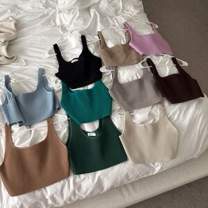 Aritzia Babaton Sculpt Knit Squareneck Cropped Tank BUNDLE